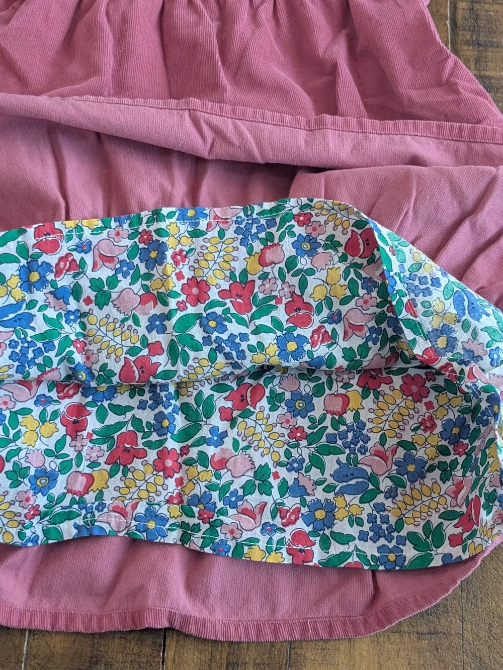 Mini Boden Dusty Rose Flutter-Sleeve Corduroy Dress With Floral Lining 3-4y EUC